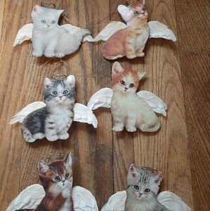 Vintage Collection of Purr-fect Little Angels Cat Ornaments - set of 6